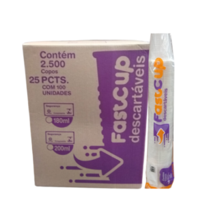 COPO 180ML FASTCUP TRANSPARENTE  PS 25X100