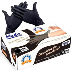 LUVA NITRILICA G MEDIX S/PÓ PRETA C/100